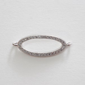 Silver Oval Connector Pendant,18K Gold Filled Oval Pendant,Oval Charm Bracelet Necklace for DIY Jewelry Making Supply