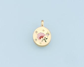 Gold Flower Charms,18K Gold Filled CZ Flower Pendant,Star Charm Bracelet Necklace for DIY Jewelry Making Supply