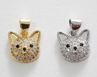 Gold Dog Charms,18K Gold Filled Dog Pendant,cute Dog Charm Bracelet Necklace for DIY Jewelry Making Supply