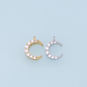 Gold Moon Charms,18K Gold Filled Moon Pendant,CZ Micro Pave Star Charm Bracelet Necklace for DIY Jewelry Making Supply