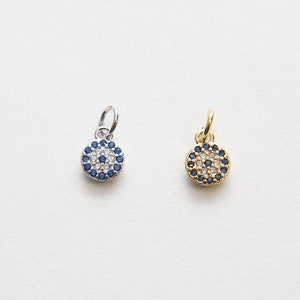 Gold Tiny Blue Evil Eye Charms,18K Gold Filled Evil Eye Pendant,CZ Evil Eye Protect Charm Bracelet Necklace for DIY Jewelry Making Supply