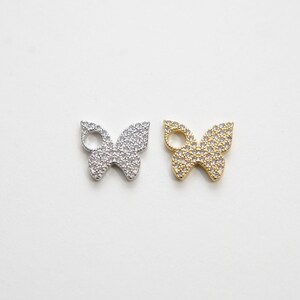 Gold Butterfly Charm,18K Gold Filled Cubic Zirconia Butterfly Pendant,Silver Butterfly Charm Bracelet Necklace for DIY Jewelry Making Supply