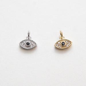Gold Tiny amulet  Evil Eye Charms,18K Gold Filled Evil Eye Pendant,CZ Evil Eye Protect Charm Bracelet Necklace for DIY Jewelry Making Supply