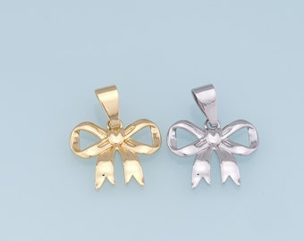 Gold Bow Charms,18K Gold Filled Bow Pendant,bow tie Charm Bracelet Necklace for DIY Jewelry Making Supply