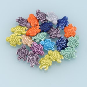 Mixed 22pcs Ceramic Turtle Beads,Turtle Bead,Lampwork Colorful Turtle Beads for DIY Jewelry Making Supply,Random Colors