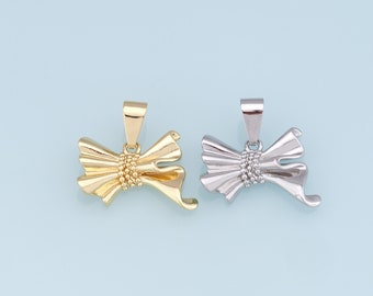 Gold Bow Charms,18K Gold Filled Bow Pendant,bow tie Charm Bracelet Necklace for DIY Jewelry Making Supply