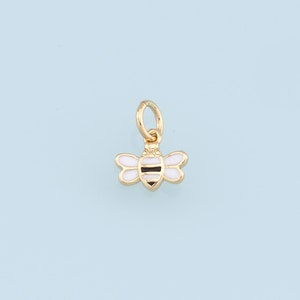 Gold Tiny Bee Charms,18K Gold Filled Coin Bee Pendant,Enamel Bee Charm Bracelet Necklace for DIY Jewelry Making Supply