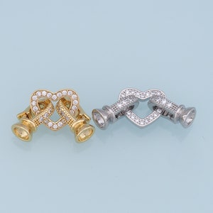18K Gold Filled Heart Connect Clasp,Carabiner Lock Connector,Spring Push Gate for DIY Jewelry Finding Necklace Bracelet