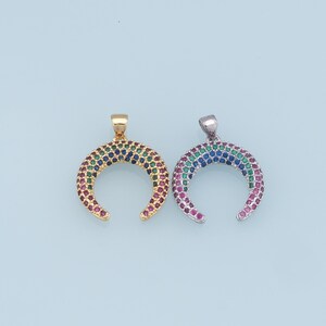Gold Moon Charms,18K Gold Filled Moon Pendant,CZ Micro Pave Star Charm Bracelet Necklace for DIY Jewelry Making Supply