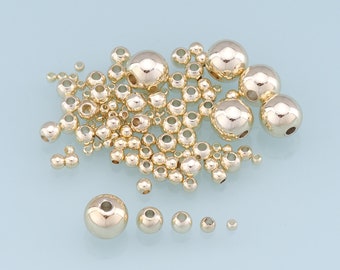 100 breloques de perles d'espacement en or, collier de bracelet de perles rondes rempli d'or 14 carats pour la fabrication de bijoux à bricoler soi-même