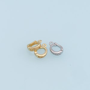 18k Gold Shortener Enhancer Clasp for Bracelet Necklace, Gold CZ Zircon Clasp, Shortener Clasp