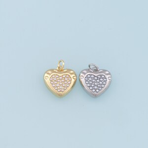Gold Heart Pearl Charms,18K Gold Filled Heart Pendant,Heart Charm Bracelet Necklace for DIY Jewelry Making Supply