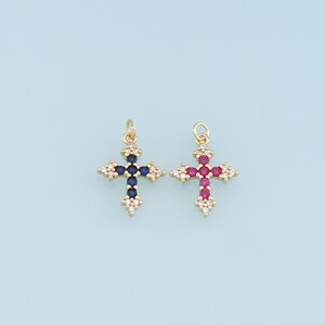 Gold Cross Charms,18K Gold Filled Crystal Cross Pendant,CZ Micro Pave Cross Charm Bracelet Necklace for DIY Jewelry Making Supply