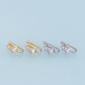 1pair Heart Nose Ring, 18K Gold Filled Dainty Heart Hoop Earrings,CZ Ear Cuff No Piercing,Cartilage Earring,Ear Wrap Earrings