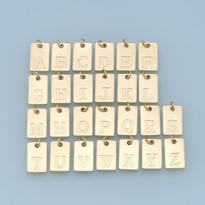 Pingente de letra dourada, pingente de letra preenchido com ouro 18K, pulseira com pingente inicial para fabricação de joias faça você mesmo