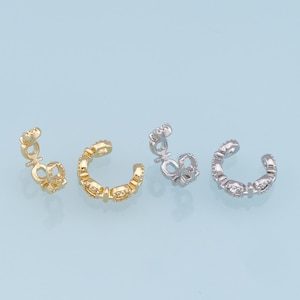 1pair 18K Gold Filled Dainty Hoop Earrings,CZ Ear Cuff No Piercing,Cartilage Earring,Ear Wrap Earrings