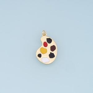 Encantos de paleta de ouro, pingente de paleta cheia de ouro 18k, colar de pulseira de charme de paleta de pintura para fazer jóias diy