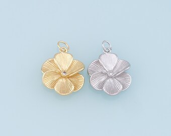 Gold Flower Charms,18K Gold Filled Flower Pendant,Silver flower Charm Bracelet Necklace for DIY Jewelry Making Supply