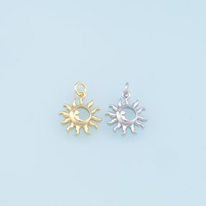 Gold Sun Charms,18K Gold Filled Sun Pendant,Sun Charm Bracelet Necklace for DIY Jewelry Making Supply