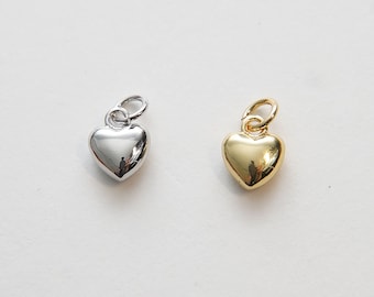 Gold Heart Charms,18K Gold Filled Heart Pendant,Tiny Heart Charm Bracelet Necklace for DIY Jewelry Making Supply