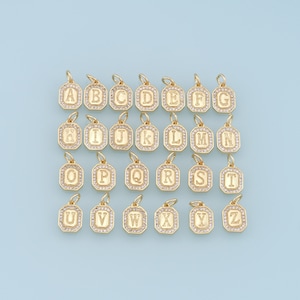 Pingente de letra CZ preenchido com ouro 18K, pulseira com pingente inicial para fabricação de joias faça você mesmo