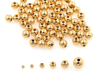 100pcs Gold Spacer Beads Charms,18K Gold Filled Round Beads Bracelet Necklace for DIY Jewelry Making Supply