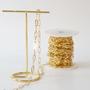 Gold Oval Kette, 18K Gold Filled Rechteck Büroklammer Kette für Halskette Armband DIY Schmuckherstellung Versorgung 4 x 10 mm