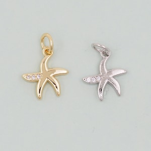 Gold Starfish Charms,18K Gold Filled Sea star Pendant,Starfish Charm Bracelet Necklace for DIY Jewelry Making Supply