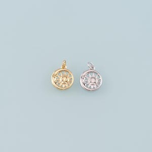 Gold Sun Charms,18K Gold Filled Moon Sun Pendant,Celestial Charm Bracelet Necklace for DIY Jewelry Making Supply