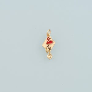Colgante de carta de amor chapado en oro de 18 quilates, dije de corazón esmaltado, collar para pulsera, para hacer joyas DIY.