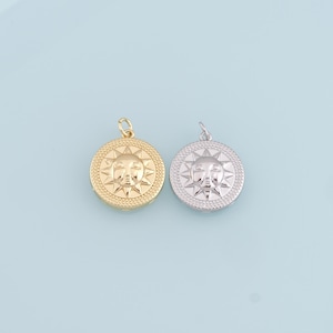 Gold Sun Charms,18K Gold Filled Sun Pendant,Sun Charm Bracelet Necklace for DIY Jewelry Making Supply