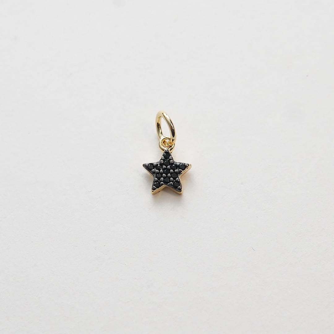 Gold Star Charms,18k Gold Filled CZ Micro Pave Star Pendant,black Star