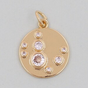 Gold Round Charms,18K Gold Filled Round Coin Pendant,Round Charm Bracelet Necklace for DIY Jewelry Making Supply