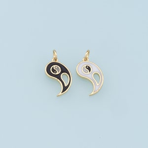 Gold Yin Yang Charms,18K Gold Filled Yin Yang Pendant,Enamel Yin Yang Charm Bracelet Necklace for DIY Jewelry Making Supply