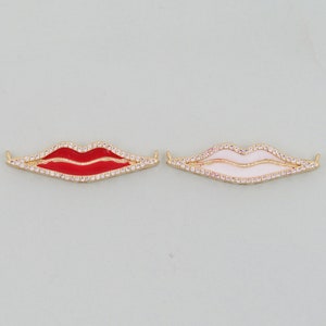 18K Gold Filled Lips Pendant,Lips Charm Bracelet Necklace for DIY Jewelry Making Supply