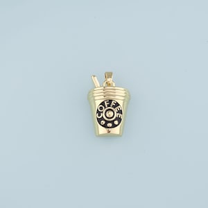Ciondolo a forma di tazza da caffè riempito in oro 18 carati, collana con ciondolo a forma di tazza in smalto per la creazione di gioielli fai da te