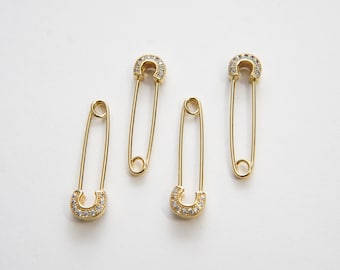18K Gold Filled Safety Pin Charm for DIY Necklacee Jewelry Making