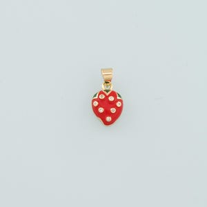 Gold Strawberry Charms,18K Gold Filled Strawberry Pendant,Enamel Fruit Charm Bracelet Necklace for DIY Jewelry Making Supply