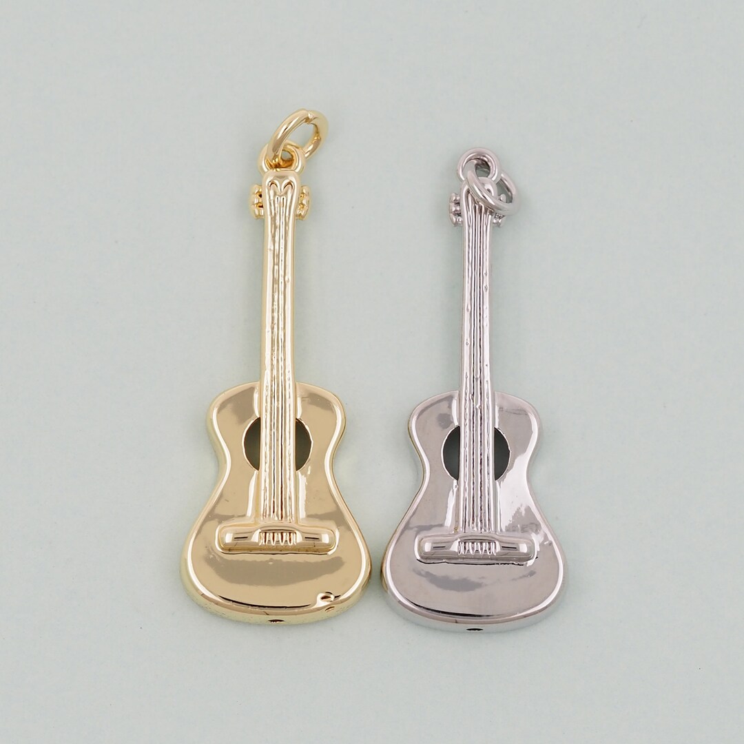 Personalized 10k Gold Electric Guitar Pendant - Engravable Name Charm Necklace For Music Lovers, Rock & Roll Jewelry Gift