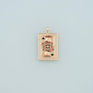 Dijes de póker dorados, colgante de póker relleno de oro de 18 quilates, dije de naipe con micropavé de circonita cúbica para pulsera y collar para hacer joyas DIY.
