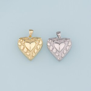 18K Gold Filled Heart Pendant,Heart Charm Bracelet Necklace for DIY Jewelry Making Supply
