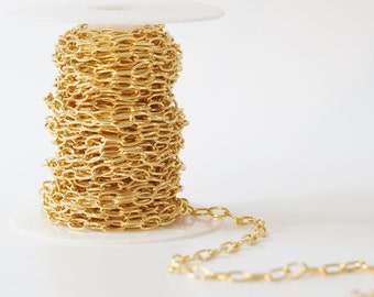 Gold Oval Chain,18K Gold Filled Rectangle Chain for Necklace Bracelet DIY Jewelry Making Supply
