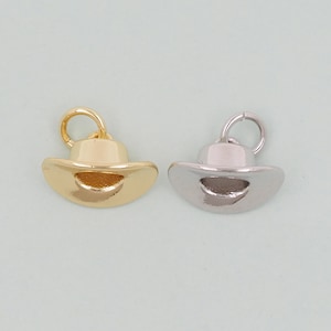 Ciondoli per cappelli da cowboy in oro, collana con bracciale con ciondoli e ciondolo per cappello da cowboy in oro 18 carati per la fornitura di gioielli fai-da-te