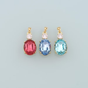 Gold Crystal Charms,18K Gold Filled Oval Pendant,Oval Crystal Charm Bracelet Necklace for DIY Jewelry Making Supply