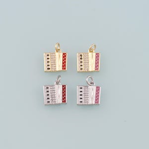 Gold Musical Instrument Charms,18K Gold Filled Accordion Pendant,Enamel Accordion Charm Bracelet Necklace for DIY Jewelry Making Supply