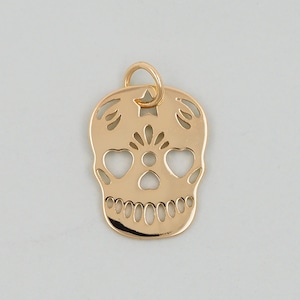 Gold Skull Charms,18K Gold Filled Skull Pendant,Skull Charm Bracelet Necklace for DIY Jewelry Making Supply