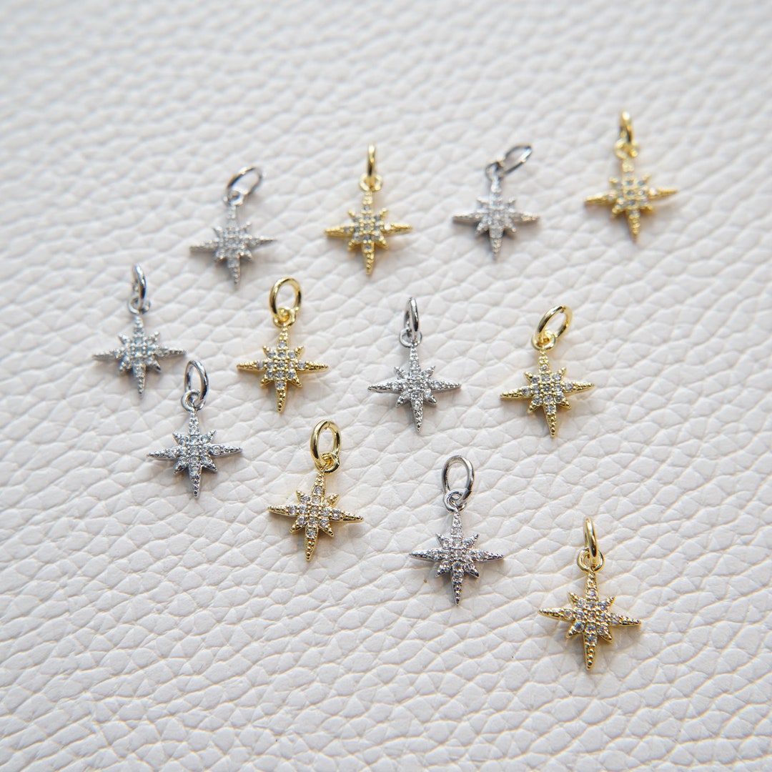 Gold Star Charms,18k Gold Filled Starburst Pendant,north Star Charm