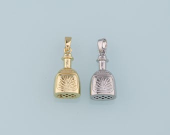 18K Gold Filled Tequila Bottle Pendant,Tequila Bottle Charm Bracelet Necklace for DIY Jewelry Making Supply