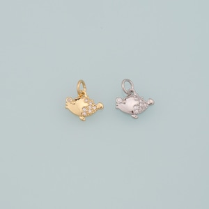 Gold Fish Charms,18K Gold Filled Fish Pendant,CZ Micro Pave Fish Charm Bracelet Necklace for DIY Jewelry Making Supply