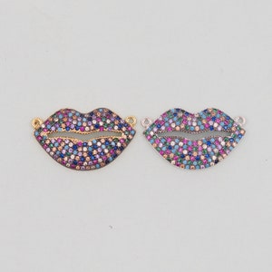 18K Gold Filled Lips Pendant,Lips Charm Bracelet Necklace for DIY Jewelry Making Supply